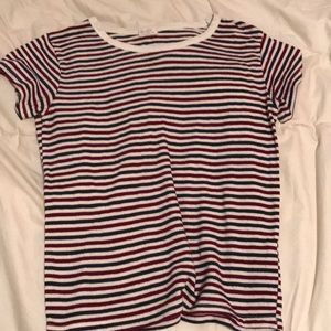 Red, White, Blue Stripped Short Sleeve Shirt